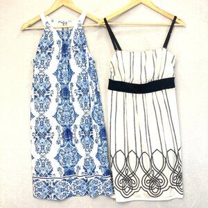 Lot of 2 Soma Dress Small / Medium Comfy Stretch Geometric Babydoll Above Knee